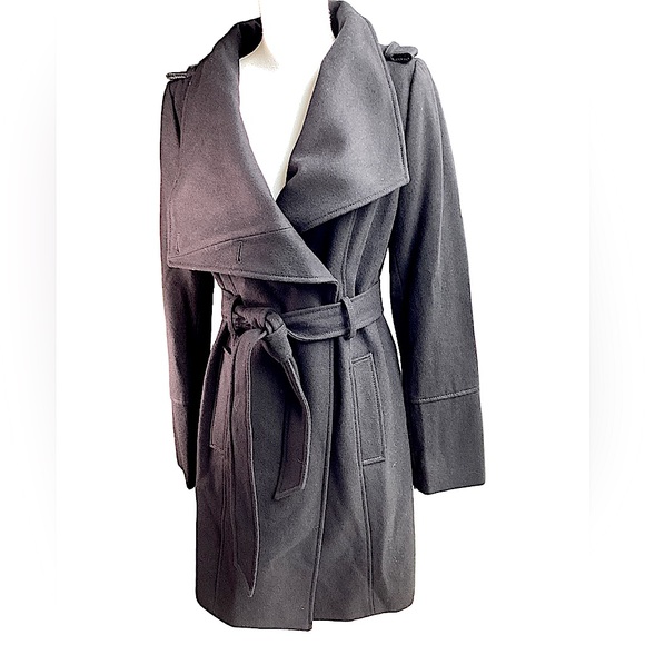 Wool Double Breasted Trench Wrap Coat. H3 - Picture 7 of 16